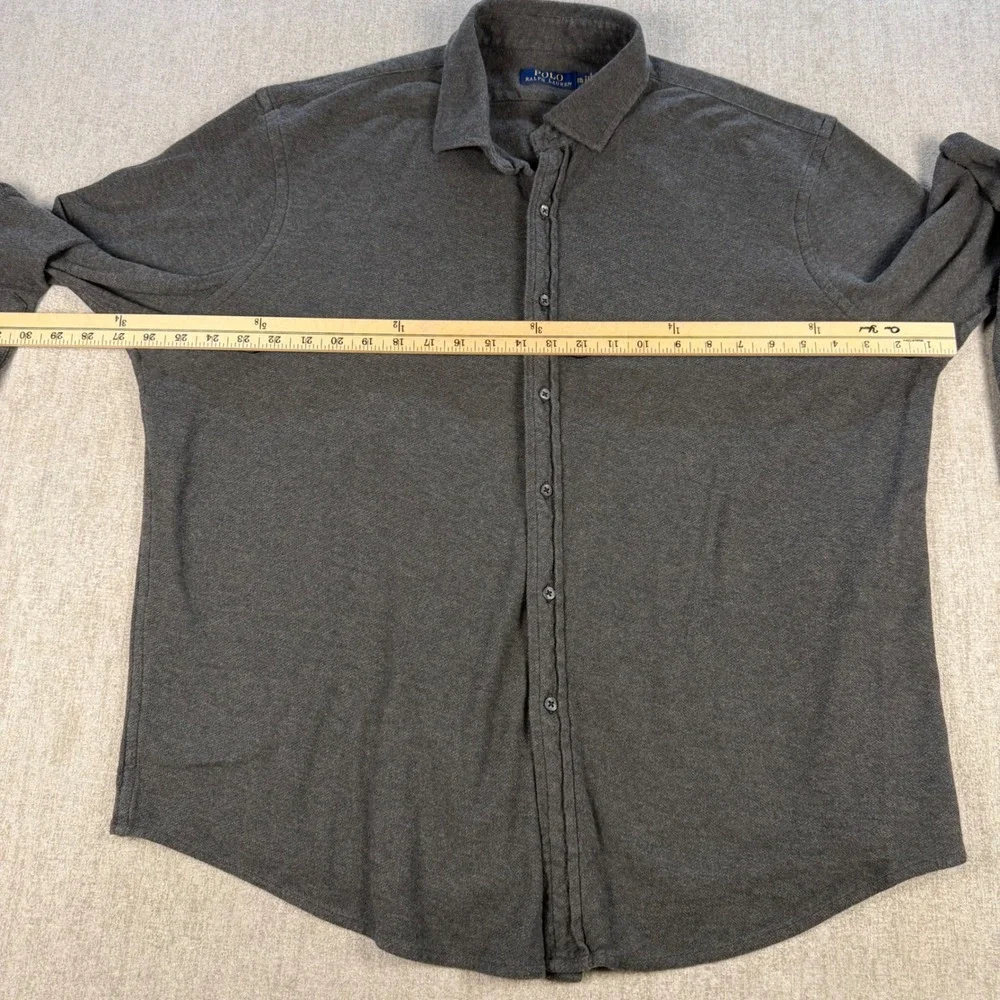 Polo Ralph Lauren Button Down Shirt Mens XXL Gray Knit Jersey Long Sleeve